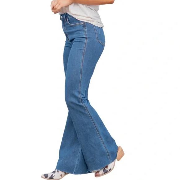 Judy Blue Flare Leg JB88611 Wide Leg Raw Hem Jeans 9/29 - Picture 1 of 7